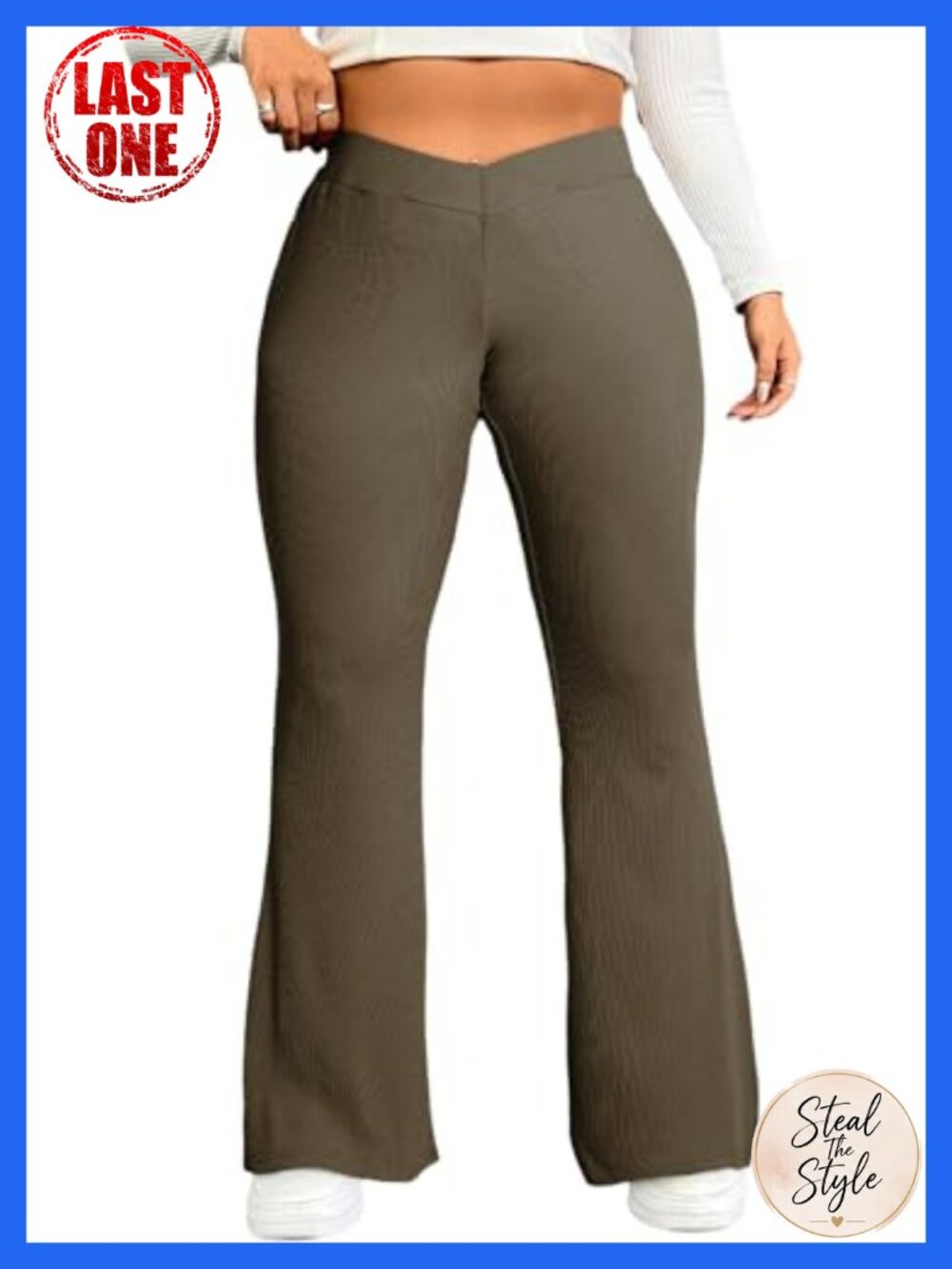 Plus Size High Waisted Crossover Flare Leggings Yoga Pants